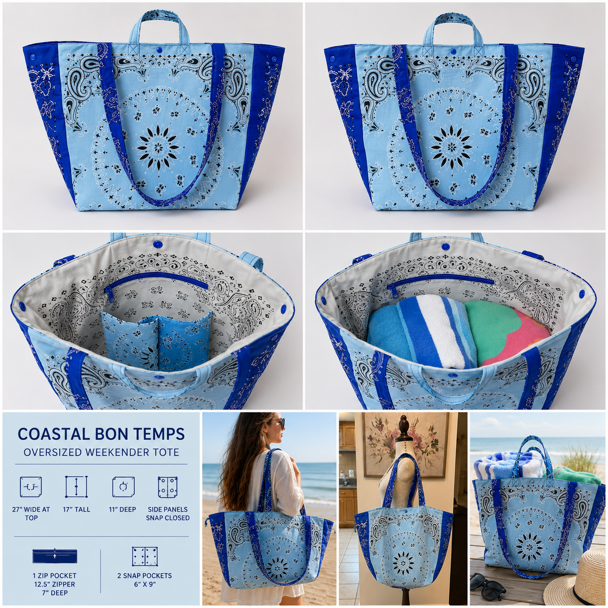 Coastal Bon Temps Oversized Tote Bag