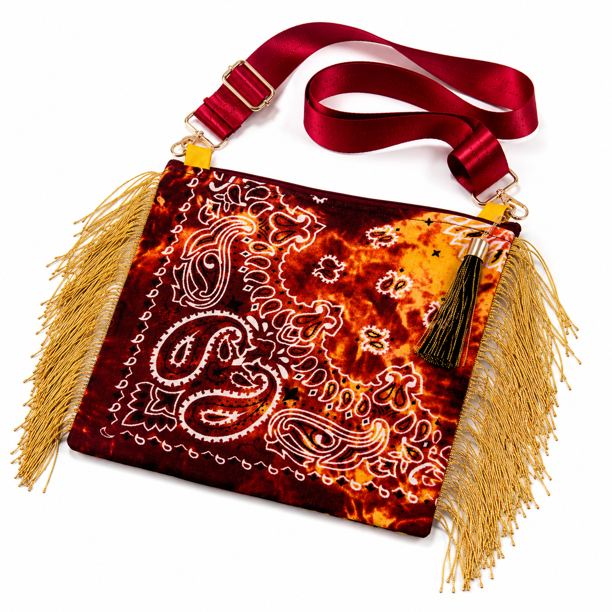 Bon Temps Fringe Crossbody Bag – Fire Paisley