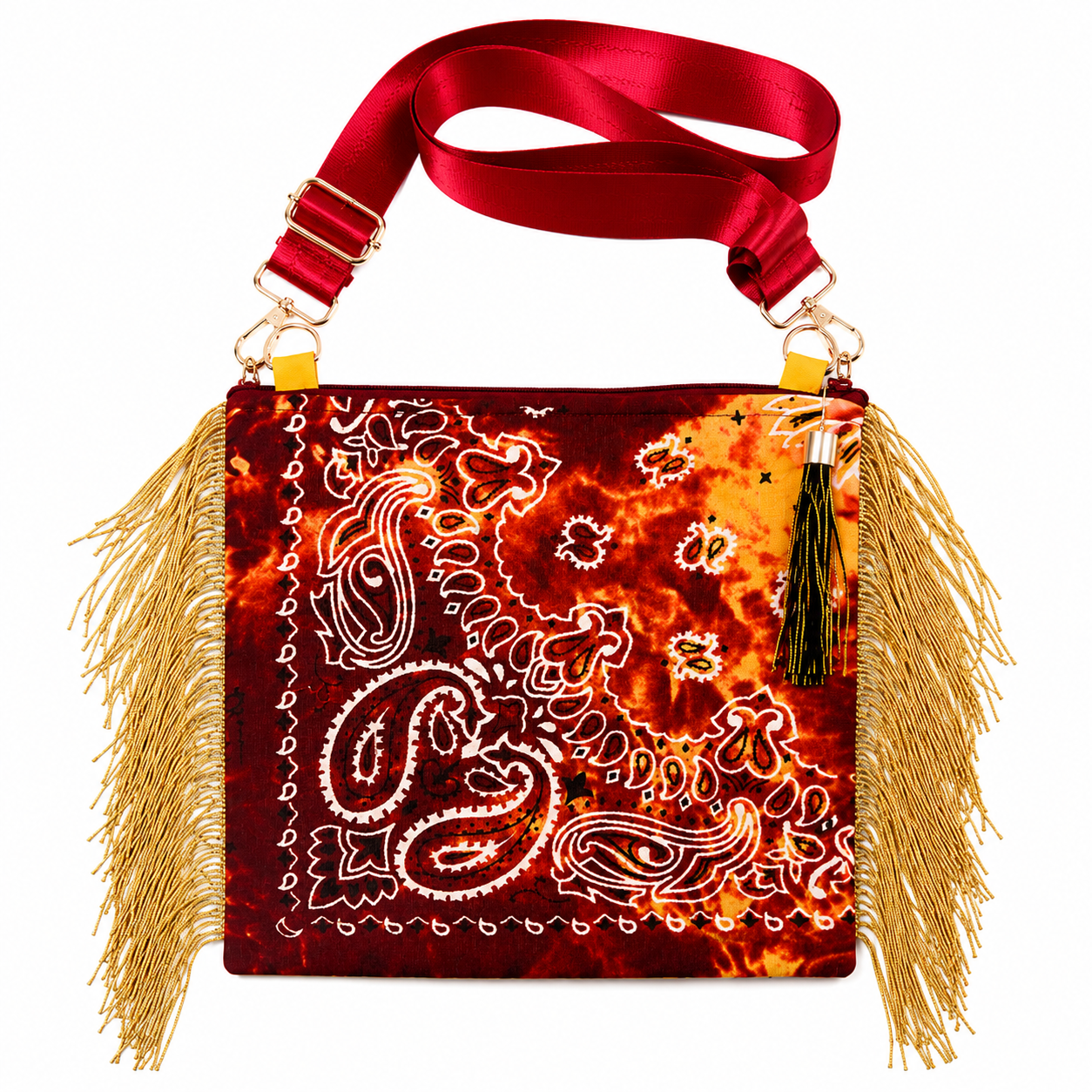Bon Temps Fringe Crossbody Bag – Fire Paisley