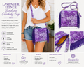 Lavender Fringe Bandana Crossbody Bag – Handmade Boho Western Purse with Tassel Detail