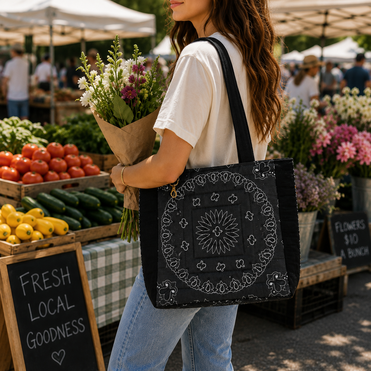 Midnight Bon Temps Bandana Tote Bag