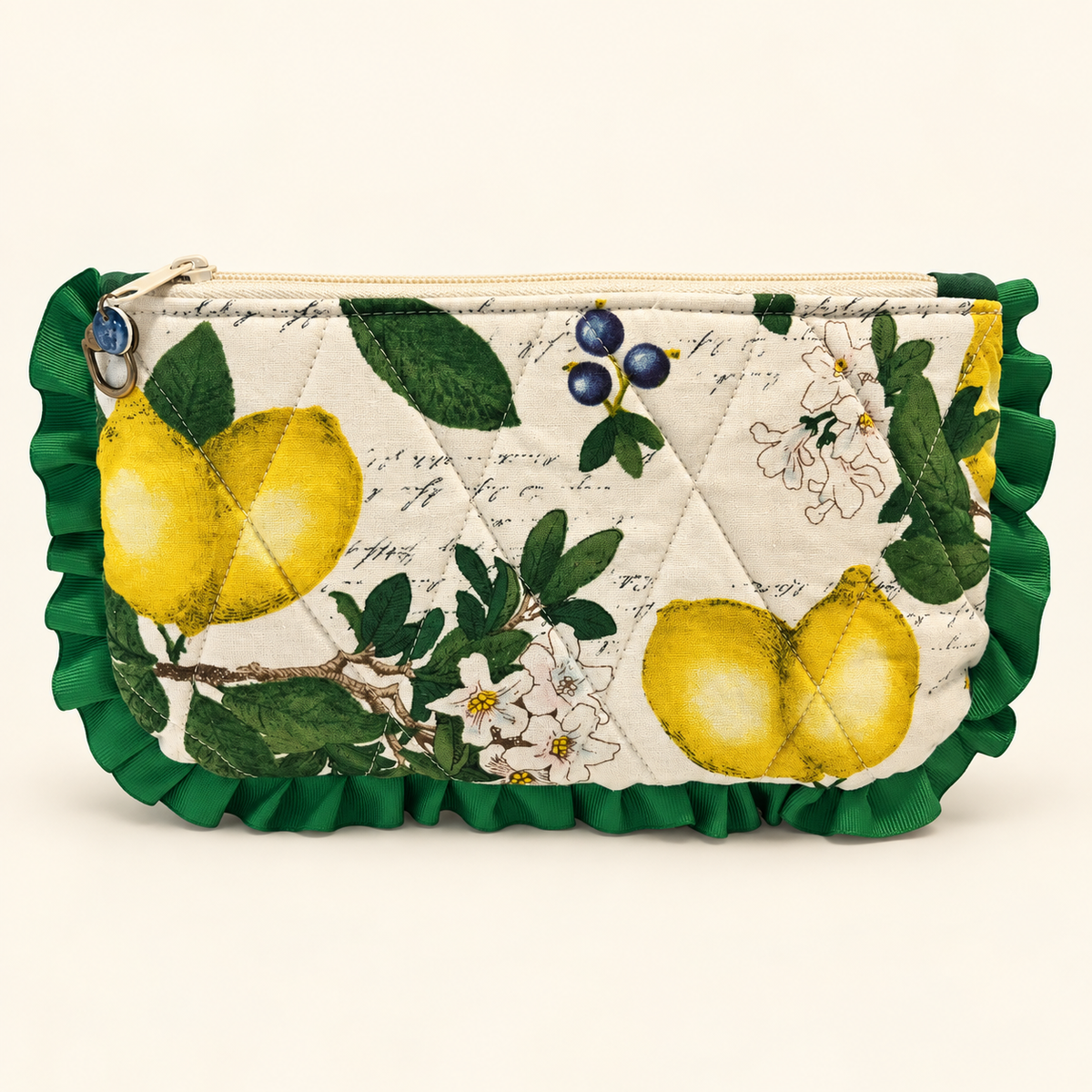 Lemon Zest lemon ruffle crossbody bag handmade by Periwinkle