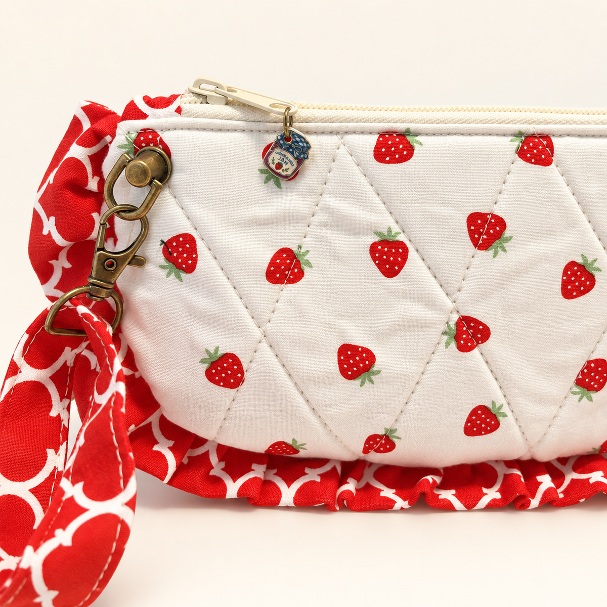 Berry Sweet strawberry ruffle crossbody bag handmade by Periwinkle